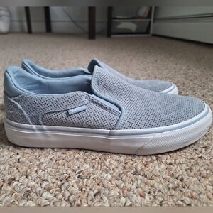 Vans Asher Deluxe Womens Baby Blue Suede Slip-ons